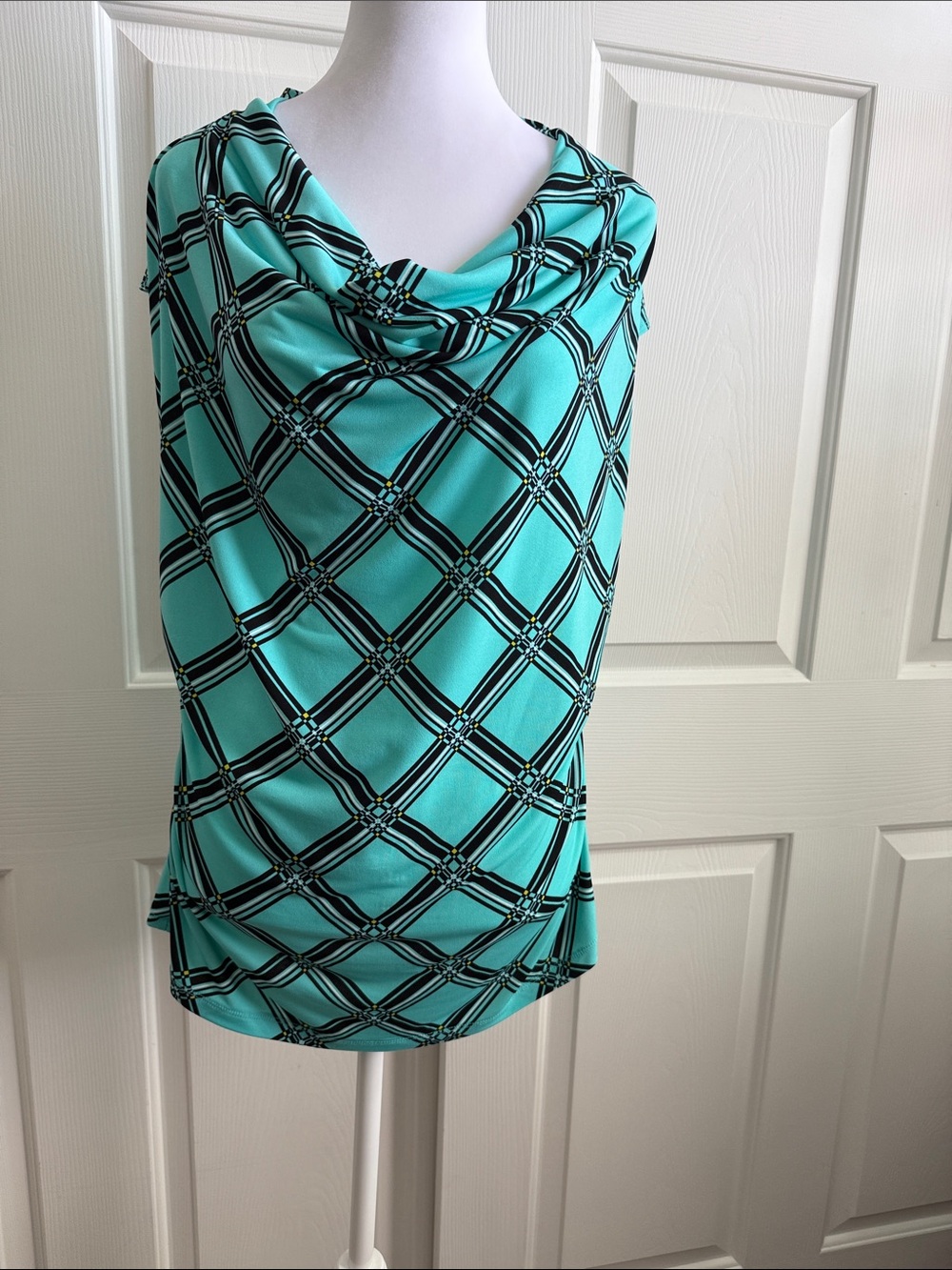 Worthington Aqua Geometric Cowl Neck Tunic